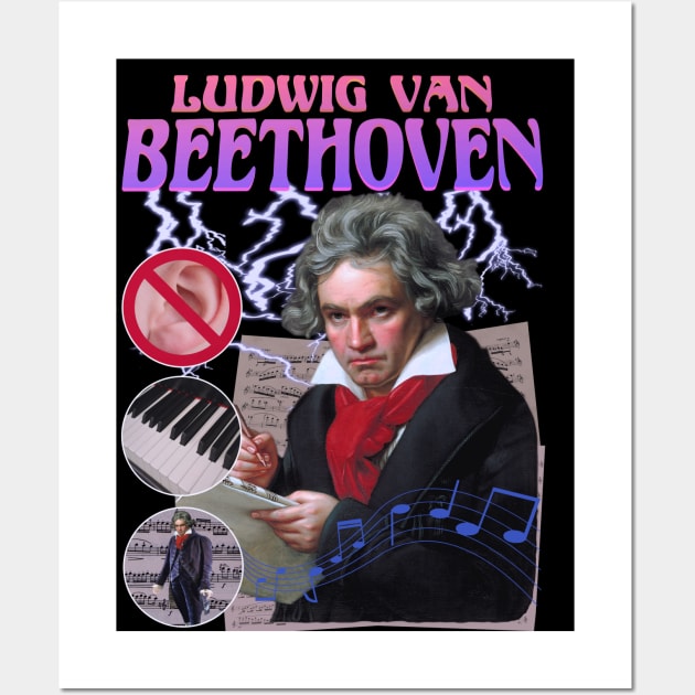 BEETHOVEN RAP TEE Ludwig Van Beethoven Cool Vintage Retro 90's Graphic Classical Composer Band T-Shirt Version 2 Wall Art by blueversion